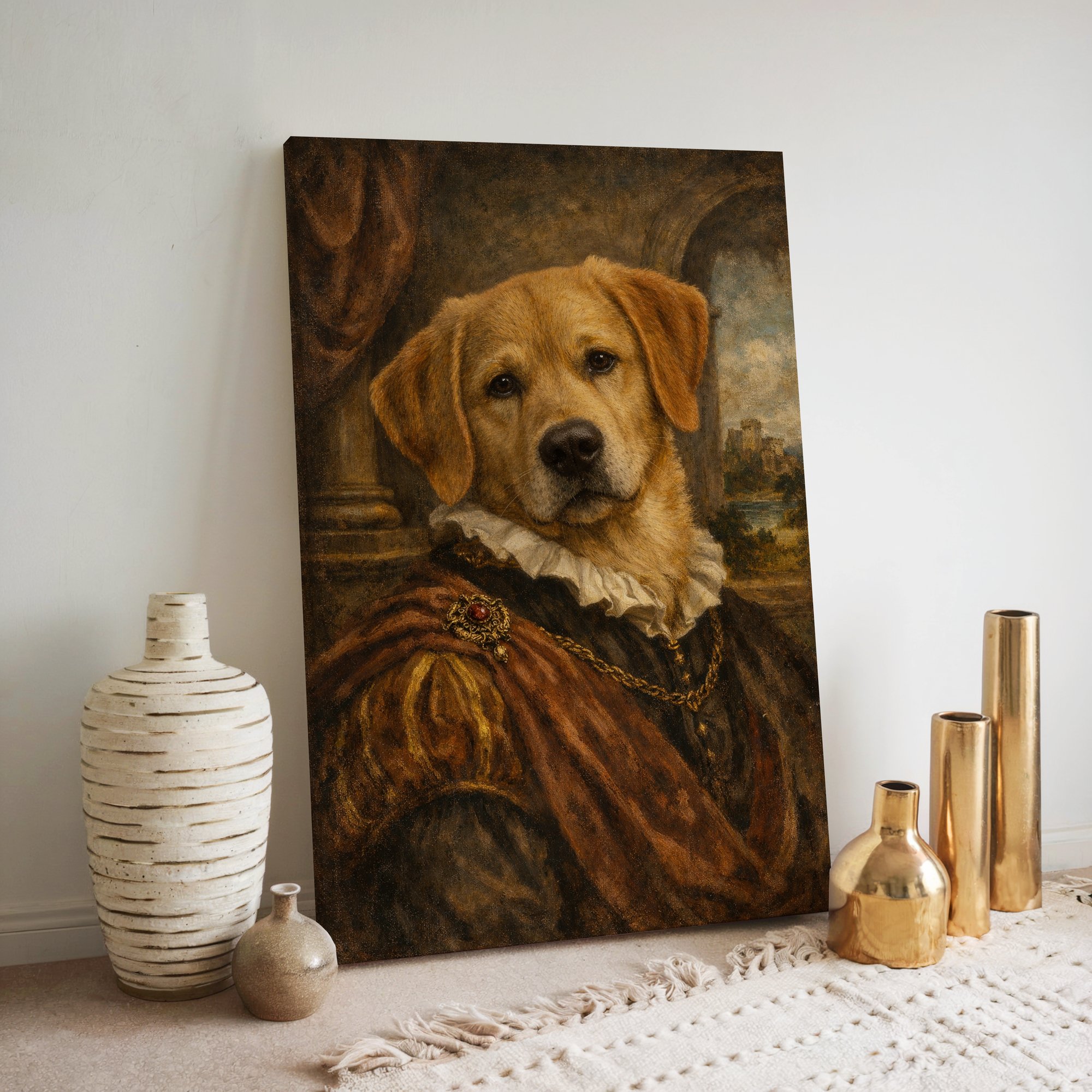 Royal Dog Portrait Canvas Wall Art – Renaissance Pet Painting