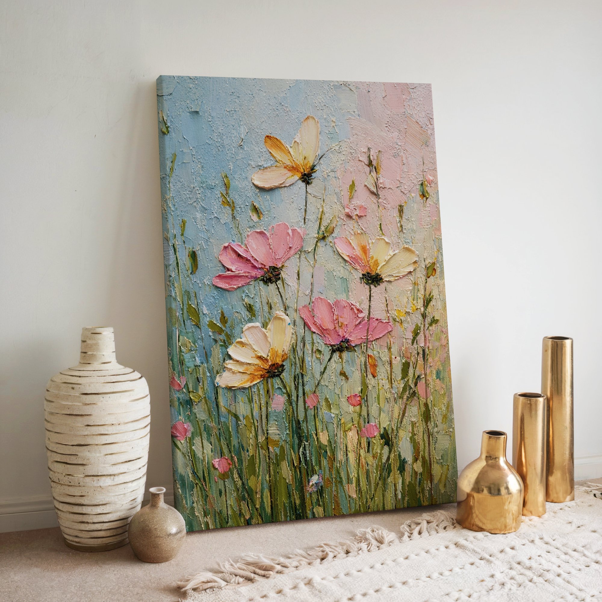 Rose Garden Canvas Wall Art for Living Room – Impressionist Floral