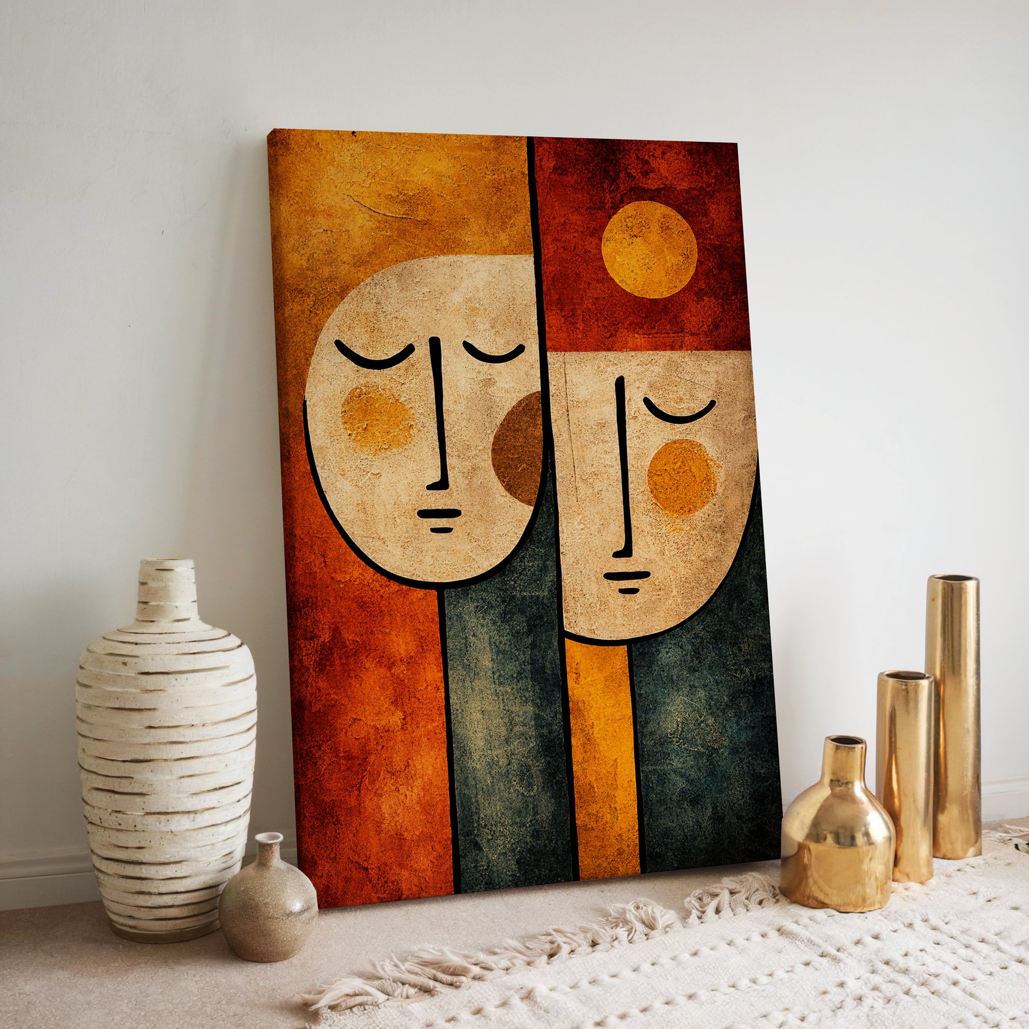 Abstract Face Canvas Wall Art for Living Room – Modern Portrait