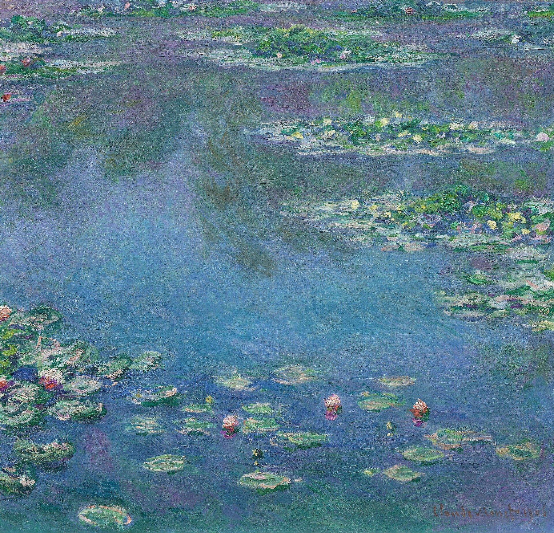 Claude Monet, Water Lilies — a pond surface of floating lilies and reflected sky